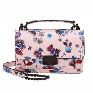 Rebecca Minkoff Christy Floral Shoulder Crossbody Saffiano Leather Handbag Chain